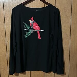 Croft & Barrow Black Top with Cardinal Design